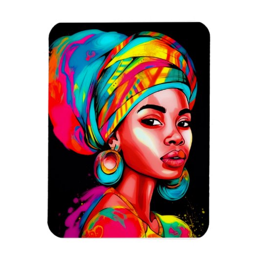 ヘッドラップ鮮やか付きカラフルポートレート マグネット (縦)