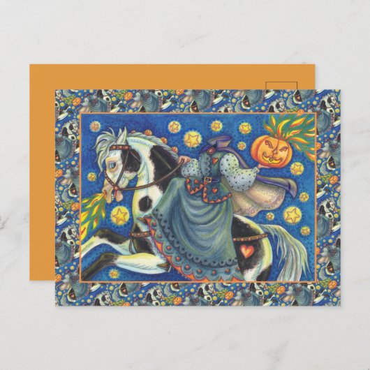 ヘッドレスホースウーマン、ハロウィーンピントのサイドドル シーズンポストカード (正面/裏面)
