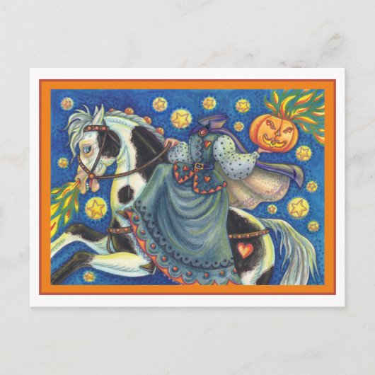 ヘッドレスホースウーマン、ハロウィーンピントのサイドドル シーズンポストカード (正面)