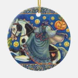 ヘッドレスホースウーマン、ハロウィーンピントのサイドドル セラミックオーナメント