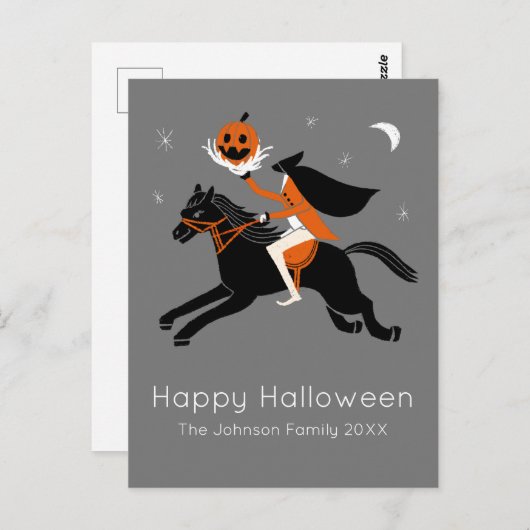 ヘッドレスホースマンのハロウィーン ポストカード (正面/裏面)