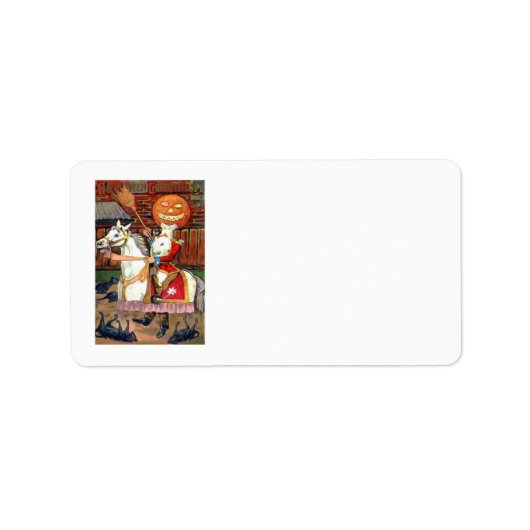 ヘッドレスホースマンハロウィーンのカボチャのちょうちんブラックキャット ラベル (正面)