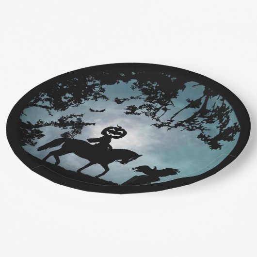 ヘッドレスホースマンハローウィンパーティ紙プレート ペーパープレート (アングル)