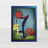 "ヘッドレス"カボチャ頭マンヴィンテージハロウィーンカード カード (正面)