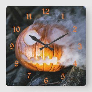 ヘッドレス・ホースマンの失ったカボチャ頭ハロウィーン スクエア壁時計