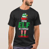 ヘッド小妖精や小人担当おもしろいクリスマスパーティーパジャマ Tシャツ (正面)