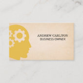 ヘッド紙テクスチャのバックグラウンドでのギア 名刺 (正面)