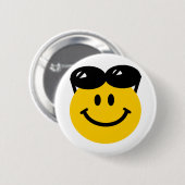 ヘッド顔の上にとまるサングラス 缶バッジ (正面&裏面)