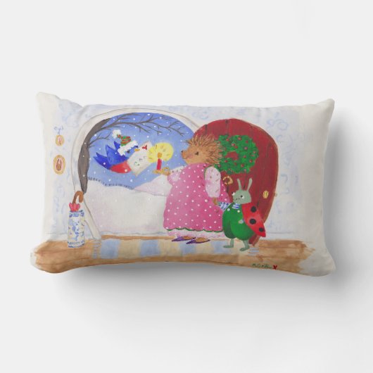 ヘディとカブトムシのクリスマスの枕 ランバークッション (正面)