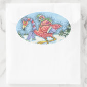 ヘディングサウスピンクフラミンゴスホリデースタンプ 楕円形シール (バッグ)