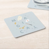 ヘドウギー「魔法」タイポグラフィグラフィック スクエアペーパーコースター (アングル)