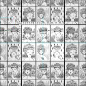 ヘドレスの人間  ファブリック (タイル)