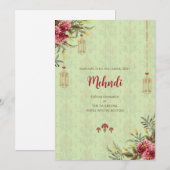 ヘナの儀式への招待状　デジタルインドの結婚式招待状 招待状 (正面/裏面)