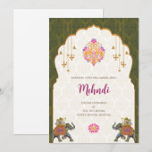 ヘナの儀式への招待状　デジタルインドの結婚式招待状 招待状 (正面/裏面)