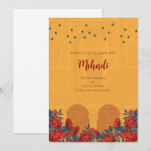 ヘナの儀式への招待状　デジタルインドの結婚式招待状 招待状 (正面/裏面)