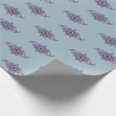 ヘナインスパイアデザインの青と紫のギフトラップ ラッピングペーパー (角)