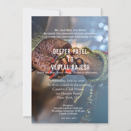 ヘナエレガントインディアンウェディング招待 招待状 (正面)