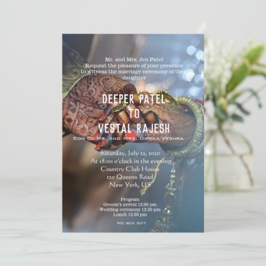 ヘナエレガントインディアンウェディング招待 招待状 (スタンド正面)