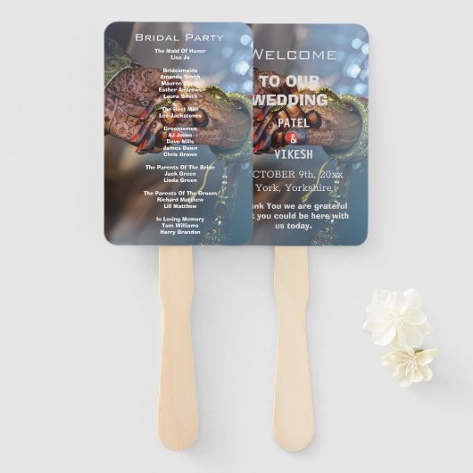 ヘナエレガントインディアン結婚式 プログラム ハンドファン (正面&裏面)