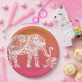 ヘナエレファント – インディアンインスピレーション ペーパープレート (パーティー)