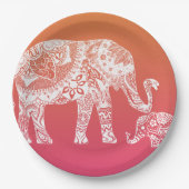 ヘナエレファント – インディアンインスピレーション ペーパープレート (正面)