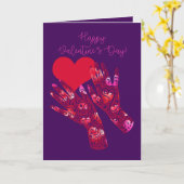 ヘナタトゥースタイルハンズバレンタインデー カード (黄色い花)