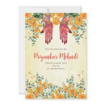 ヘナパーティの招待状&メンディパーティー招待状