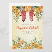 ヘナパーティの招待状&メンディパーティー招待状 招待状 (正面/裏面)