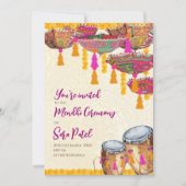 ヘナパーティー招待状メンディ招待状、メンディパーティー 招待状 (正面)