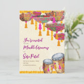 ヘナパーティー招待状メンディ招待状、メンディパーティー 招待状 (スタンド正面)