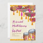 ヘナパーティー招待状メンディ招待状、メンディパーティー 招待状 (正面/裏面)