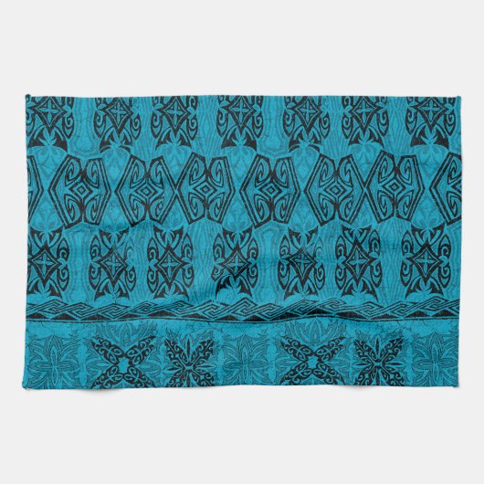 ヘナビーチハワイアン初期のタパ キッチンタオル (横)