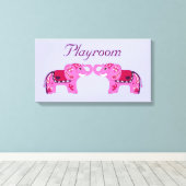 ヘナ象（ピンク/紫） キャンバスプリント (インサイチュ (ウッドフロア))