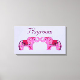 ヘナ象（ピンク/紫） キャンバスプリント