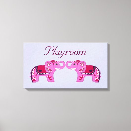 ヘナ象（ピンク/紫） キャンバスプリント (正面)