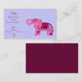 ヘナ象（ピンク/紫） （ベビーシャワー） 名刺 (正面/裏面)