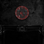 ヘナ〔占星術の〕十二宮図魔法 |赤ゴシックスカルバラ ラウンド壁時計