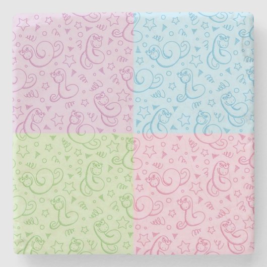 ヘビが付いているパターン ストーンコースター (正面)