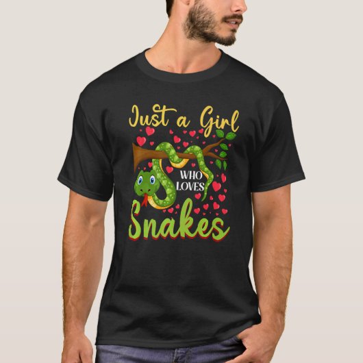 ヘビが大好きかわいいスネークガール Tシャツ (正面)
