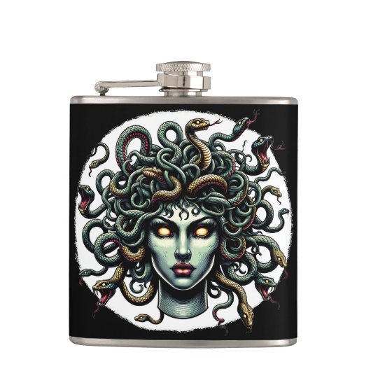 ヘビだらけの緑の眺めメドゥサ フラスク (正面)