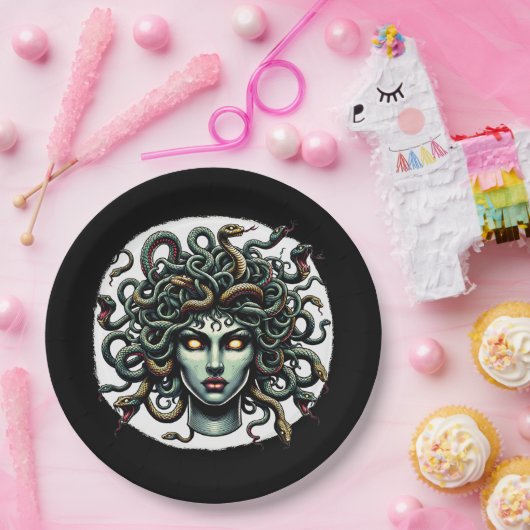 ヘビだらけの緑の眺めメドゥサ ペーパープレート (パーティー)