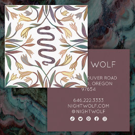 ヘビつる植物神秘的な魔法ボホカラフル スクエア名刺