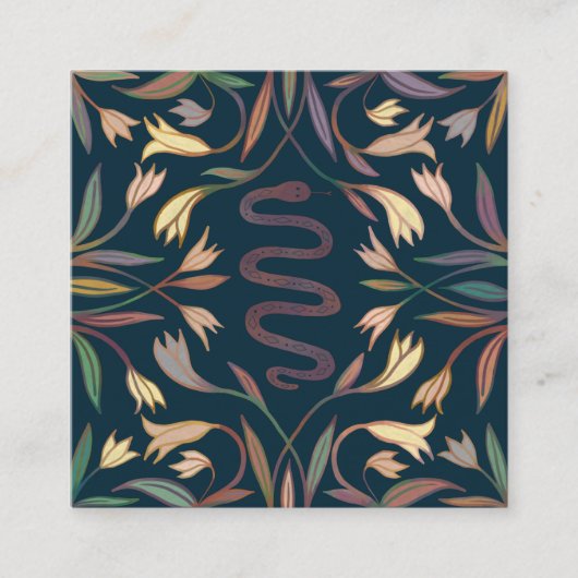 ヘビつる植物神秘的な魔法ボホカラフル スクエア名刺 (正面)