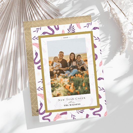 ヘビとキノコの白2写真中国の新年 シーズンカード