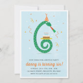 ヘビとケーキの誕生日パーティー招待状 招待状 (正面)