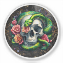 ヘビとスカルグリーンステッカー。