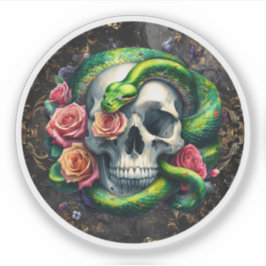 ヘビとスカルグリーンステッカー。 シール