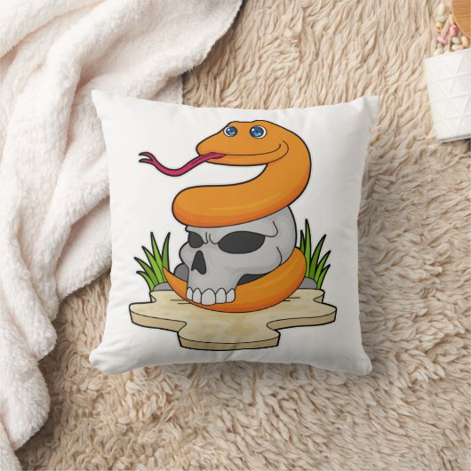 ヘビとスカル クッション (ブランケット)