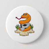 ヘビとスカル 缶バッジ (正面)