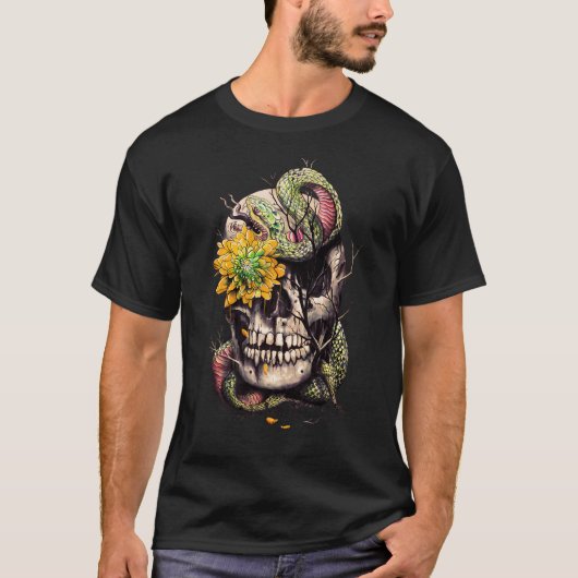 ヘビとドクロ Tシャツ (正面)